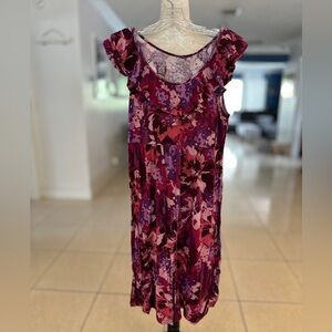 a.n.a Vibrant Floral Dress with Ruffle Sleeves